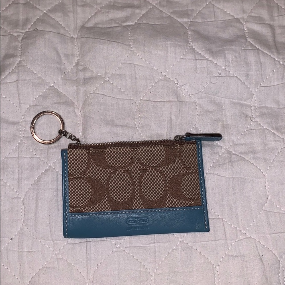 Coach monogram coin purse with key ring